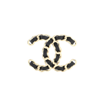 Chanel Woven Chain CC Brooch Metal and Leather