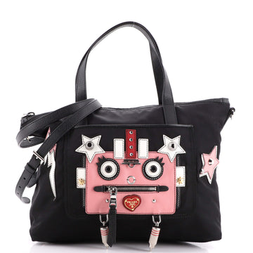 Prada Convertible Robot Zip Tote Tessuto Small