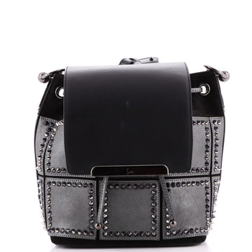 Christian Louboutin Lucky L Convertible Backpack Spiked Leather and Suede