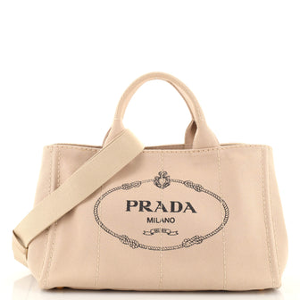 Prada Canapa Convertible Tote Canvas Medium