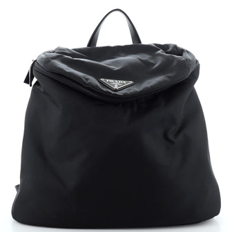 Prada Zipped Triangle Flap Backpack Re-Nylon and Leather