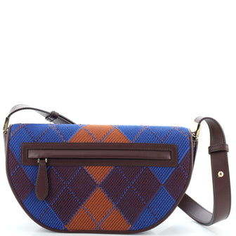 Burberry Olympia Flap Bag Knitted Check Canvas and Leather Small