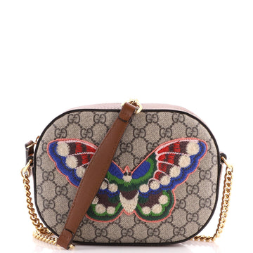 Gucci Chain Crossbody Bag Embroidered GG Coated Canvas Mini