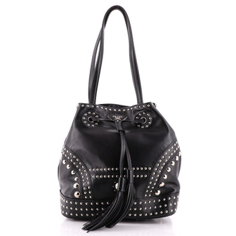 Prada Bucket Bag Studded Soft Calfskin Large