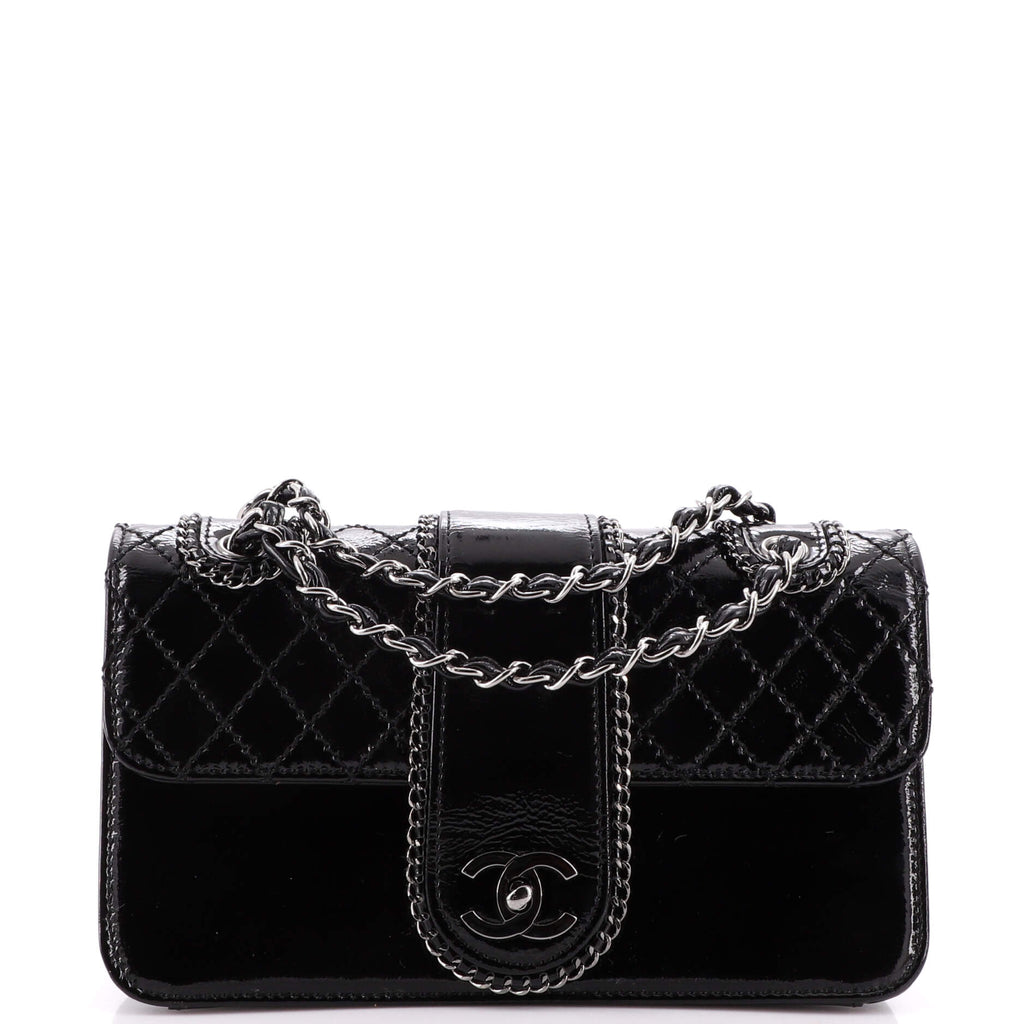 Rare Chanel Exclusive Edition Ginza Patent Lace Mini Kiss Lock Flap Double  Bag - Ideal Luxury
