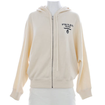 Prada Women's Zip Up Logo Intarsia Hoodie Cashmere Blend