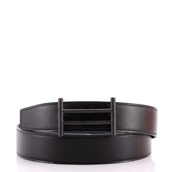 Hermes Rider Buckle Reversible Belt Leather with So Black Matte Hardware Medium