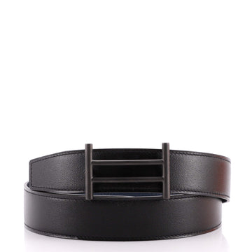 Hermes Rider Buckle Reversible Belt Leather with So Black Matte Hardware Medium