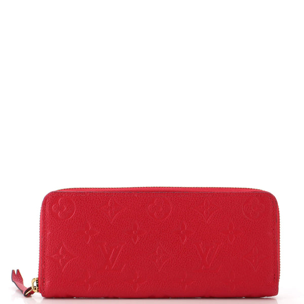 Louis Vuitton LV Monogram Empreinte Leather Clemence Wallet - Red