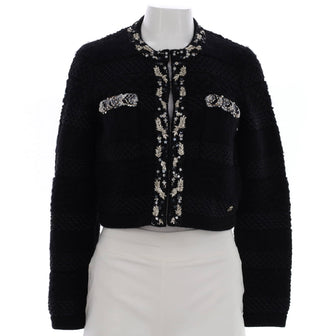 Chanel Women's Embellished Trim Cardigan Wool Blend with Cashmere