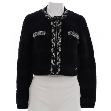 Chanel Women's Embellished Trim Cardigan Wool Blend with Cashmere