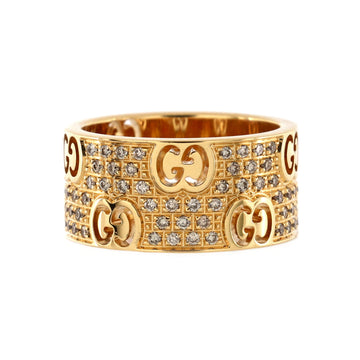 Gucci Stardust Ring 18K Yellow Gold with Diamonds Wide