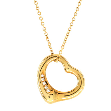 Tiffany & Co. Elsa Peretti Open Heart Pendant Necklace 18K Yellow Gold with Yellow Diamonds 16mm