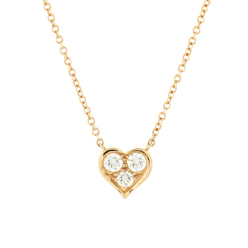 Tiffany & Co. Sentimental Heart 3 Diamond Pendant Necklace 18K Rose Gold with Diamonds