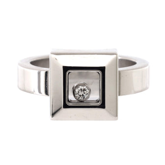 Chopard Happy Diamonds 1 Diamond Square Ring 18K White Gold and Diamond