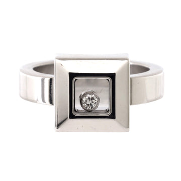 Chopard Happy Diamonds 1 Diamond Square Ring 18K White Gold and Diamond