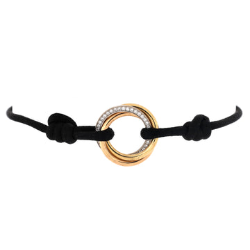 Cartier Trinity On Cord Bracelet Silk Cord with 18K Tricolor Gold and Diamonds