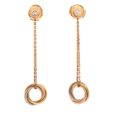 Cartier Trinity Diamond Drop Earrings 18K Tricolor Gold