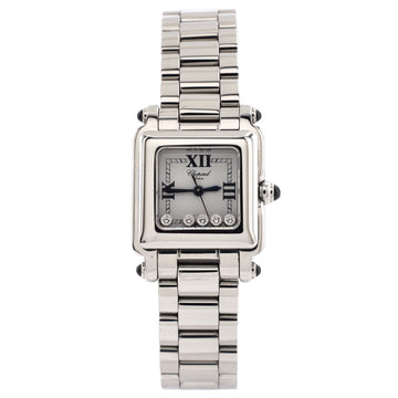 Chopard Happy Sport Square Quartz Watch Stainless Steel with Floating Diamonds 23