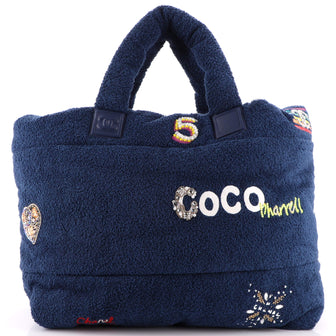 Chanel Terrycloth Navy Tote Bag · INTO