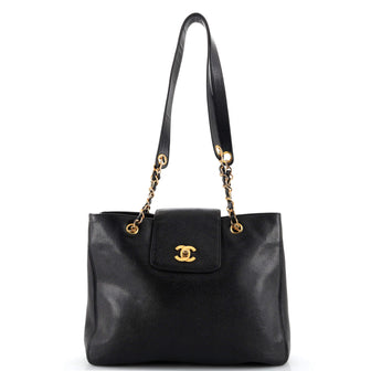 Chanel Vintage CC Lock Flap Tote Caviar Medium
