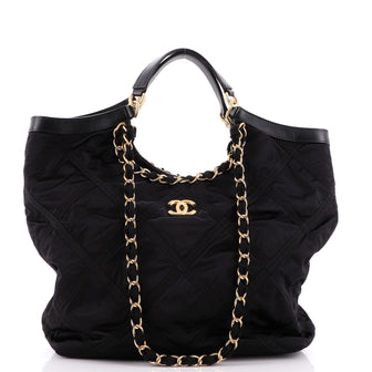 Chanel Maxi Shopping Bag Satin with Grosgrain