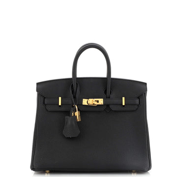Hermes Birkin Handbag Black Togo with Gold Hardware 25