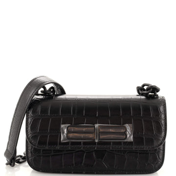 Balenciaga Gossip Flap Bag Crocodile Embossed Leather XS