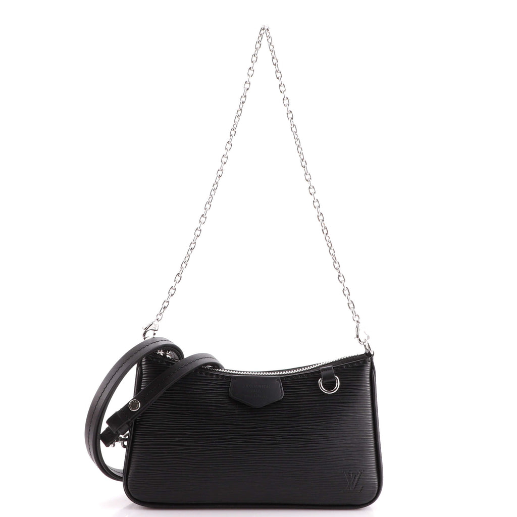 Louis Vuitton Easy Pouch On Strap Handbag Epi Leather Silver Color