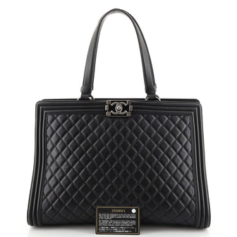 Chanel Boy Shopping Tote Quilted Lambskin Large