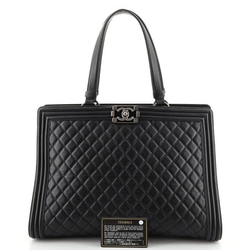 Chanel Boy Shopping Tote Quilted Lambskin Large