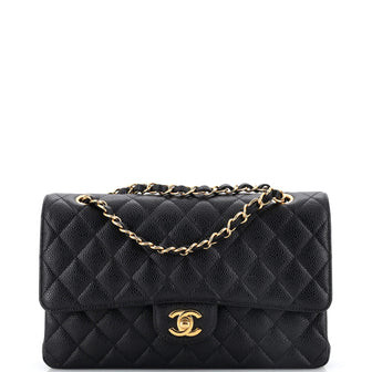 Chanel Classic Double Flap Bag Quilted Caviar Medium
