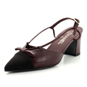Chanel Women’s Cap Toe Slingback Pumps Leather