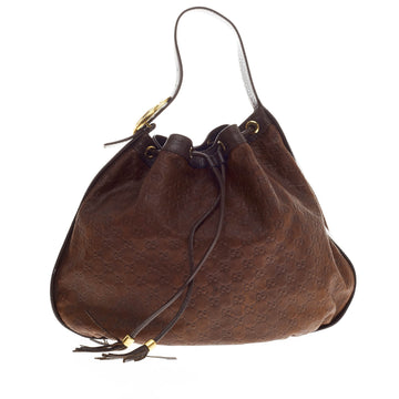 Gucci Interlocking Icon Drawstring Hobo Guccissima Leather -