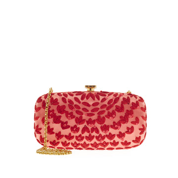 Oscar de la Renta Box Clutch Embellished Satin -