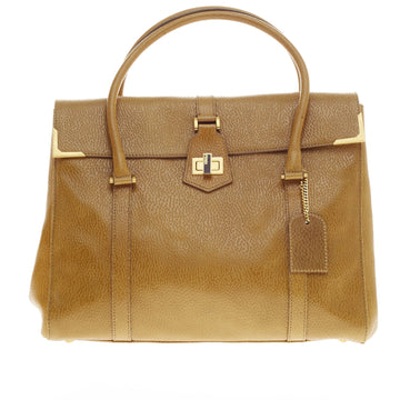Fendi Linda Turnlock Tote Pebbled Leather -