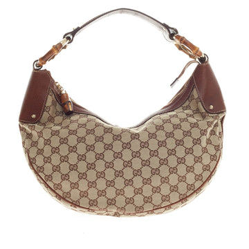 Gucci Bamboo Ring Half Moon Hobo GG Canvas Medium