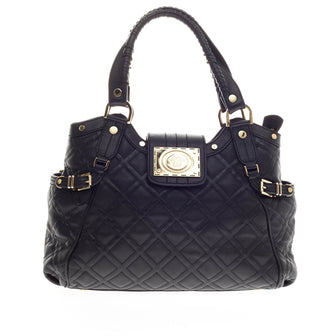 Versace Belted Satchel Quilted Leather -