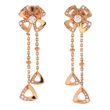 Bvlgari Fiorever Drop Dangle Earrings 18K Rose Gold and Diamonds