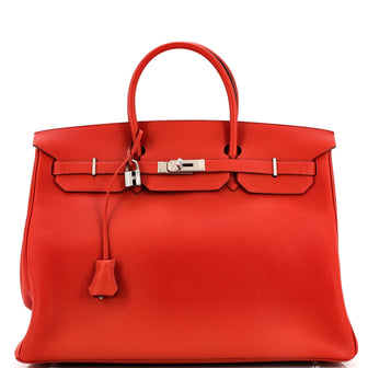 Hermes Birkin Handbag Red Togo with Palladium Hardware 40