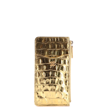 Chanel Classic Phone Case Pouch Crocodile Embossed Metallic Calfskin