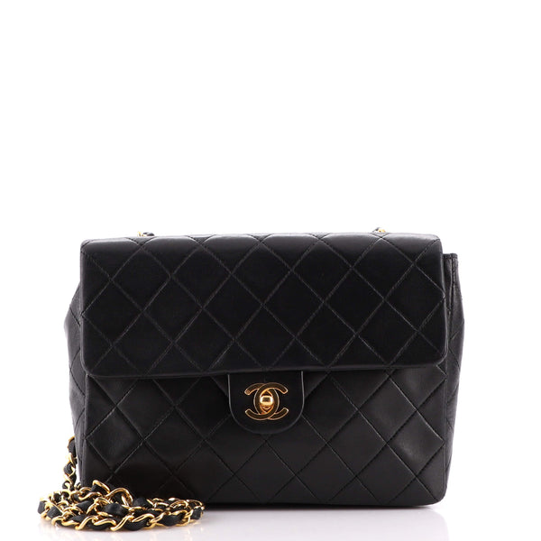 Chanel Black Quilted Lambskin Mini Square Classic Flap Bag 