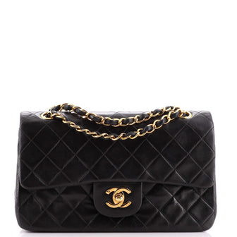 Chanel Vintage Classic Double Flap Bag Quilted Lambskin Small