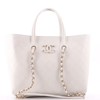 Chanel Covered CC Shopping Tote Stitched Calfskin Medium
