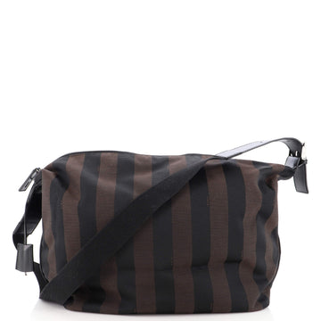 Fendi Zip Messenger Bag Pequin Canvas Large