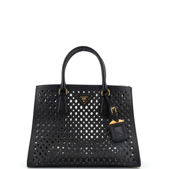 Prada Fori Open Tote Perforated Saffiano Leather
