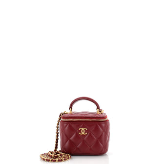 Chanel Classic Top Handle Vanity Case with Chain Quilted Lambskin Mini