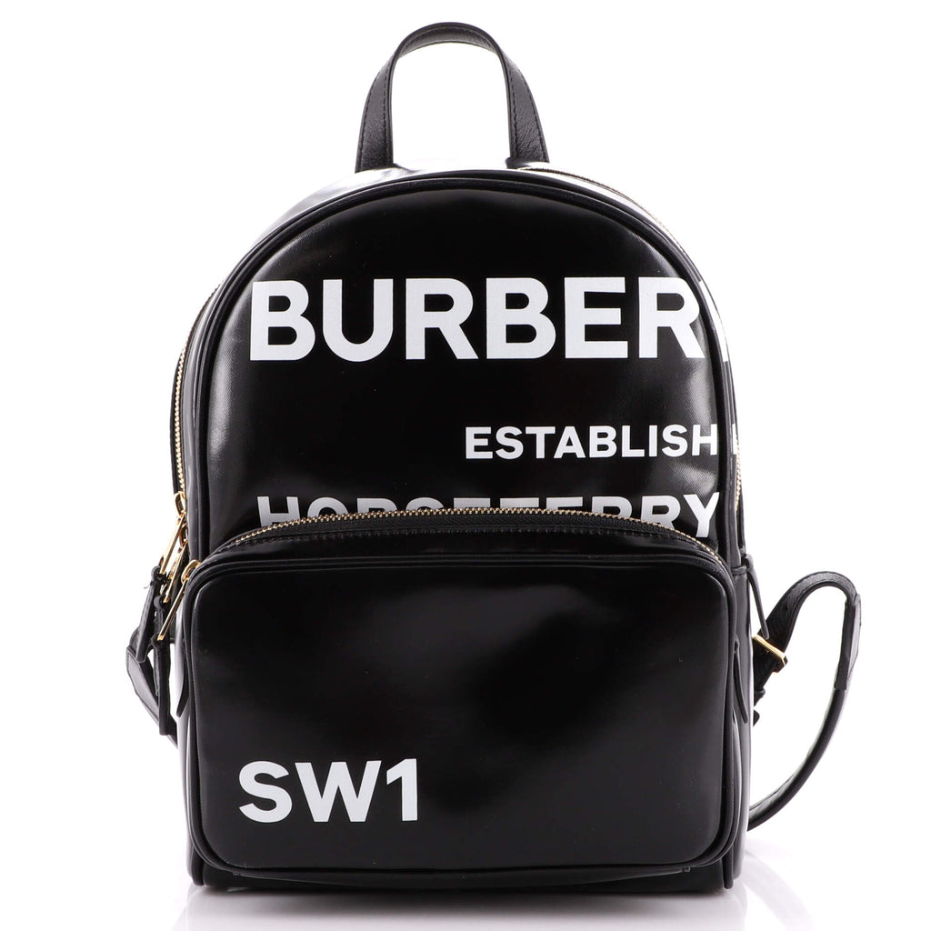 Burberry Logo Backpack Printed Coated Canvas Small Black 200019241
