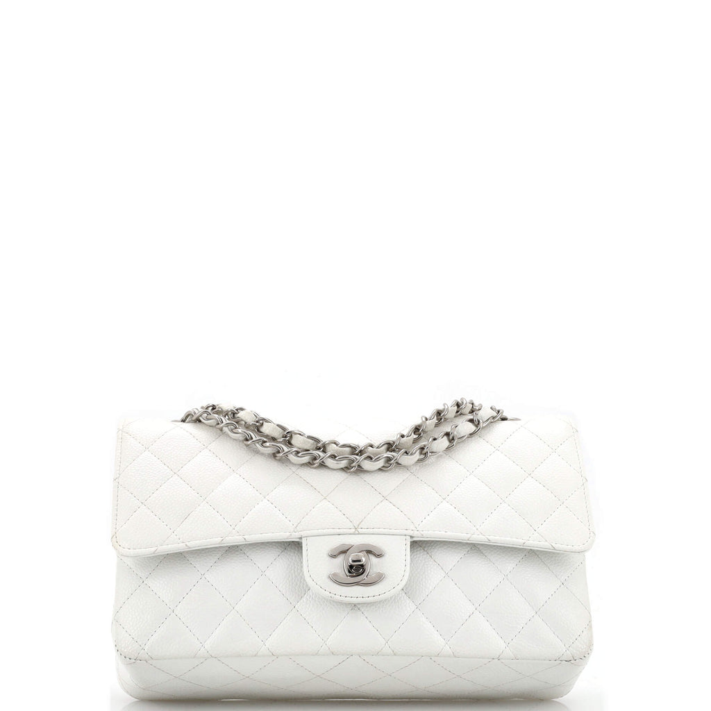CHANEL Caviar Quilted Medium Double Flap White | FASHIONPHILE