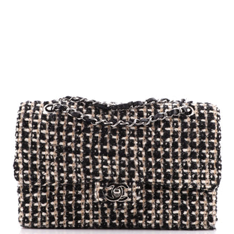 Chanel Vintage Classic Double Flap Bag Quilted Tweed Medium